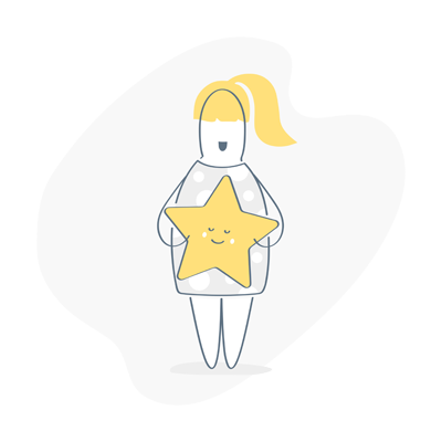 Stylized person holding a star